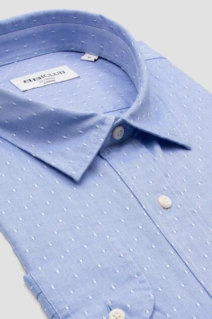Bb Club Rio Armure Cotton Oversized Fit Blue Classic Collar Men's Patterned Shirt