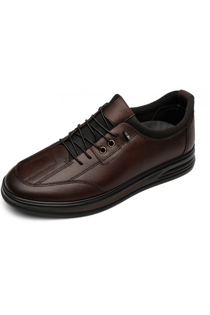 Gr0406 Genuine Leather Smart Lace-Up Ankle Stretch Orthopedic Dark Brown Men's Shoes