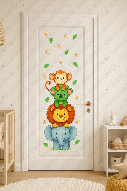 Forest Animal Friends Door Decoration Sticker - Children's Room Door Wall Window Decoration Sticker