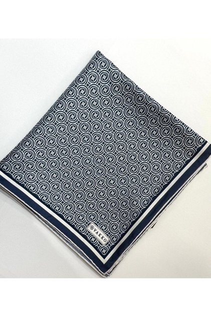 Tivil Monogram Scarf 41408-Navy Blue Ecru