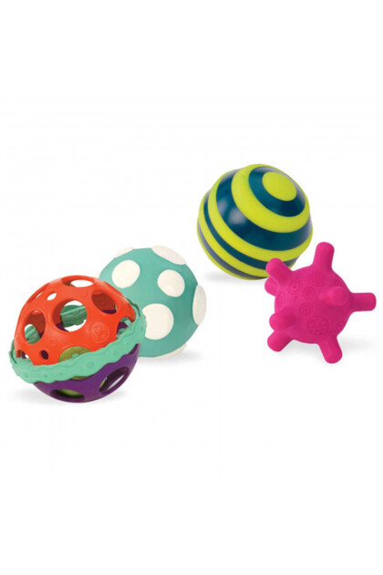 B.Toys - Set de 4 mingi zornăitoare (Jucării pentru bebeluși)