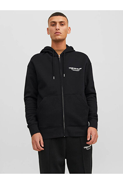 Jack & Jones Kapüşon Yaka Siyah Erkek Sweatshırt