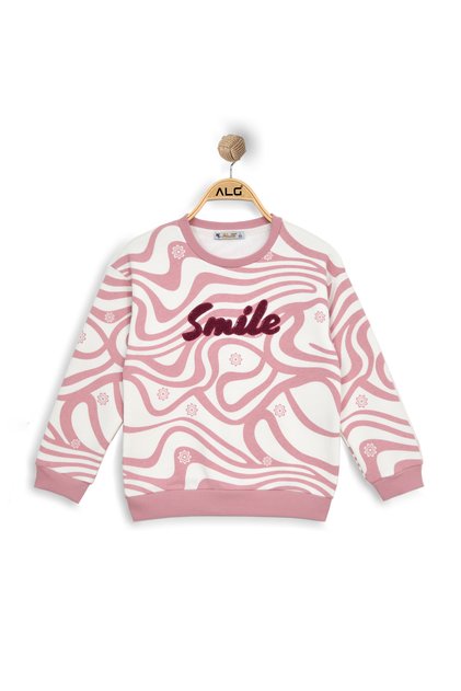 Girls' Smile Embroidered Detail Sweatshirt