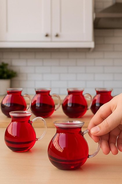 6-Piece Heat-Resistant Tea Cup with Handle Key-I Ala Tea Cup