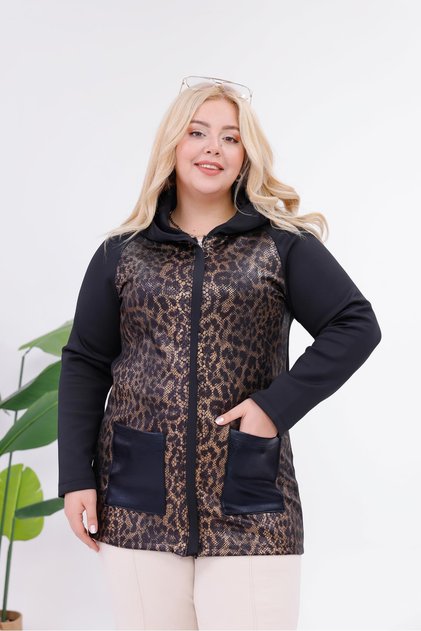 Plus Size Zippered Scuba Fabric Cardigan