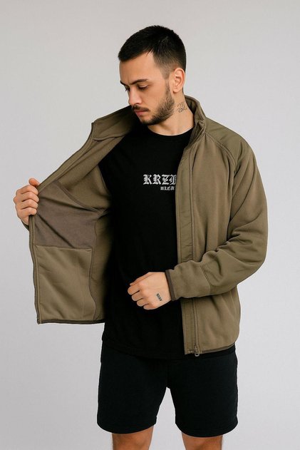 Men's Heatproof Special Fabric Fleece Jacket with Inner Pocket