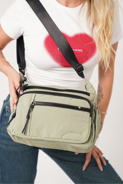 Estella Laurent Khaki Women's Multi-Compartment Waterproof Crinkle Daily Crossbody Bag