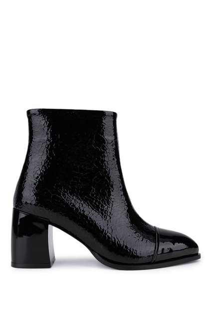 Women's Faux Leather Black Patent Leather Heeled Boots