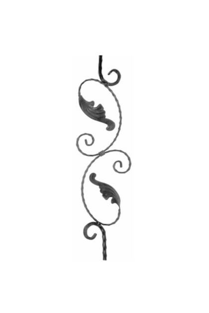 Panou decorativ din fontă forjată 800x220mm, PN 023, realizat din bară plată embosată de 12x12mm