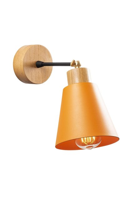 Konikkem Movable Headboard Metal Plated Single Articulated Natural Wood Sconce Orange Konikkem-N-615