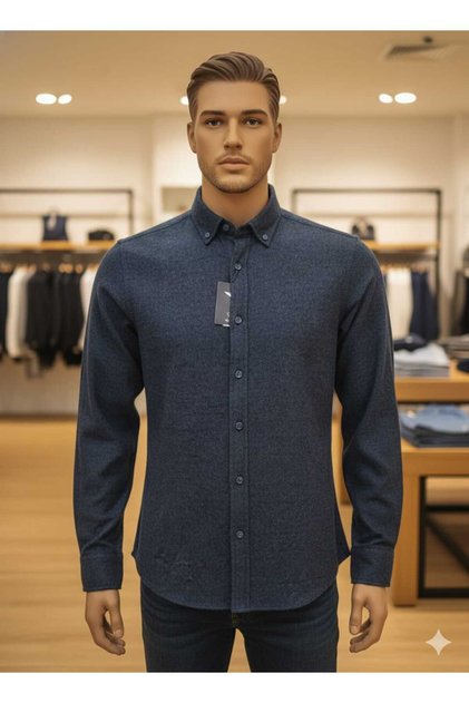 Güncüoğlu 100% Wool Slim Fit Long Sleeve Very Thick Grey Men's Winter Shirt