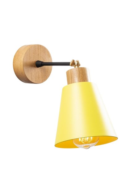 Konikkem Movable Headboard Metal Plated Single Articulated Natural Wood Sconce Yellow Konikkem-N-619
