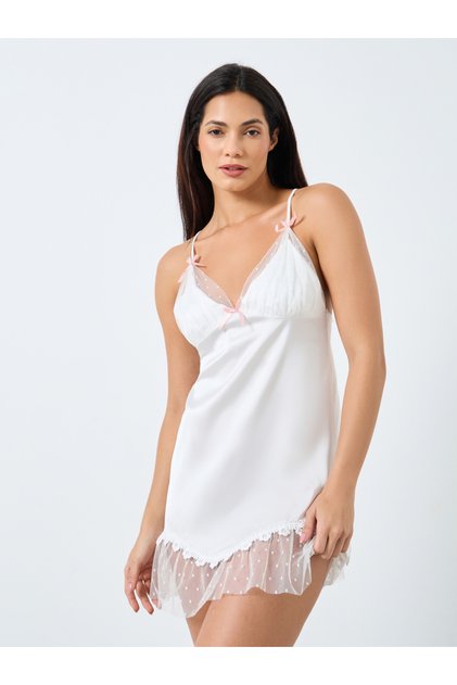 Mesh Insert Bow Detail Slip Dress