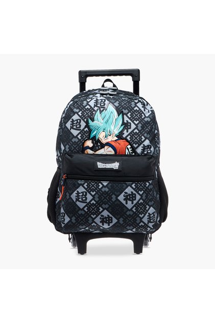 Dragon Ball Z Print Trolley Backpack with Retractable Handle - 16 inches