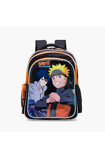 Naruto Print Backpack with Adjustable Straps and Zip Closure - 16 inches