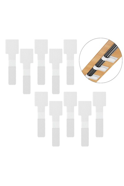 Organizatoare de cabluri cu velcro - autoadezive, reutilizabile, pachet de 10, albe, 9x2,8cm