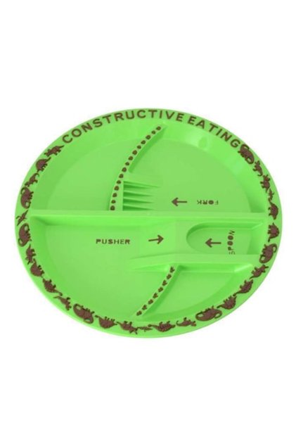 Farfurie cu dinozaur, verde, diametru 23 cm -
