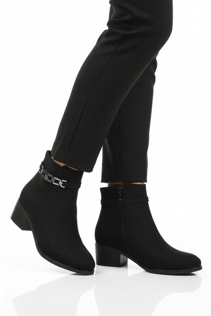 Black Emerald Zippered Fleece Women's Heeled Boots 325131 Z