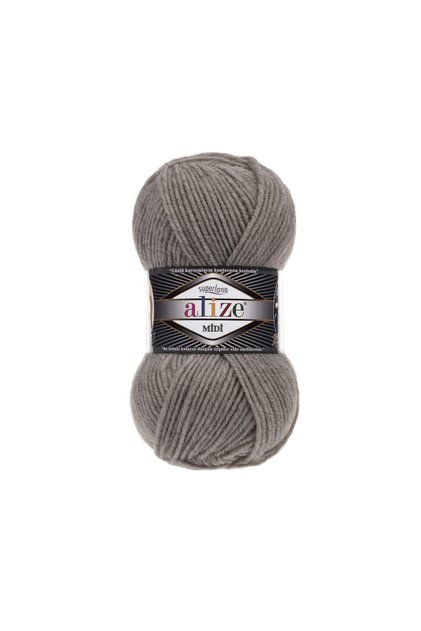 Superlana Midi Hand Knitting Yarn 100g – Soft and Durable - Color Code: 283 - Gray