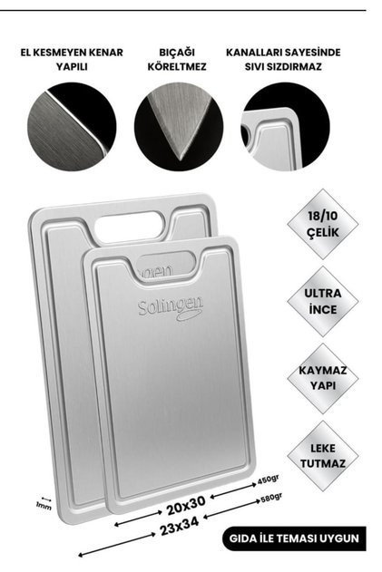 Stainless Steel Cutting Board 2 Pieces Surface That Prevents Bacteria Reproduction