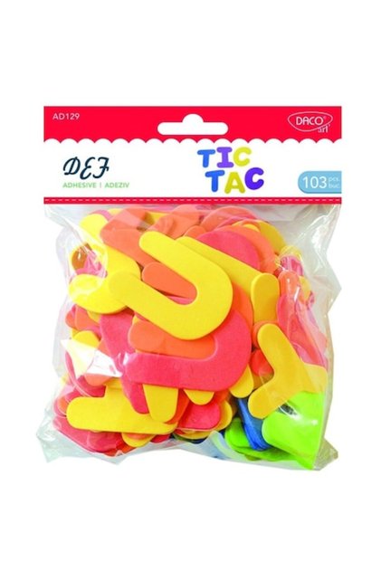 Litere Autoadezive DACO, Model Def, Material Spuma, Dimensiuni Variabile, 103 Buc/Set, Multicolor