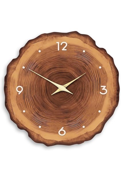 Rustic 12-Inch Silent Wooden Wall Clock, Non-Ticking Analog, Frameless