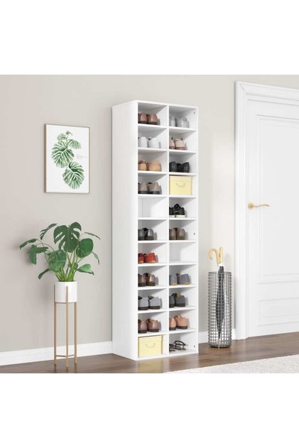 Shoe Cabinet White 54x34x183 cm Engineered Wood
