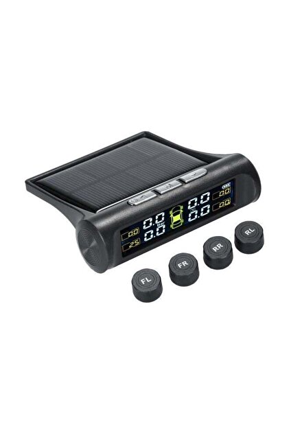 نظام مراقبة ضغط إطارات السيارة اللاسلكي TPMS مع مستشعر خارجي، سهل الاستخدام، أسود