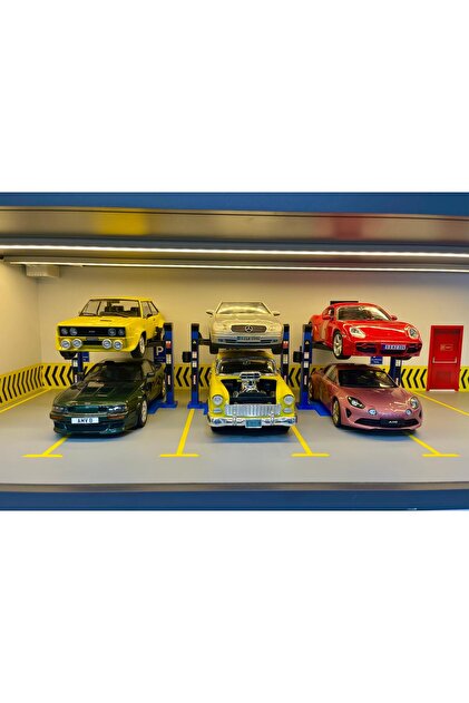 FMK HOBBY 1:18 Ölçek Araç Kaldırma Lift Seti – 3'lü Garaj ve