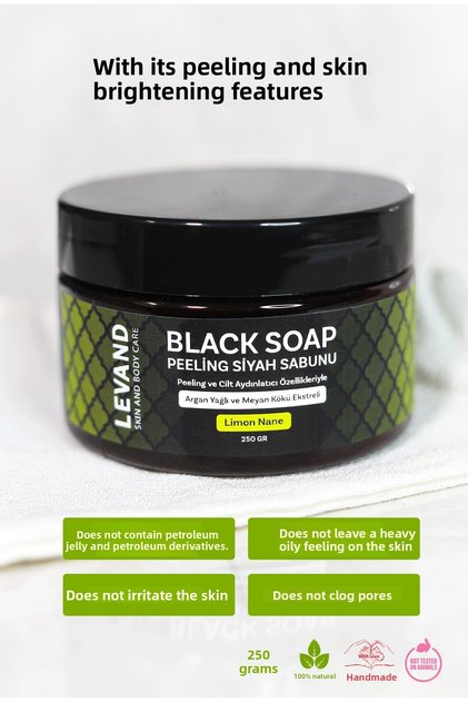 Moroccan Black Argan Soap Lemon Mint /Beldi/Gel Exfoliating Soap 250g