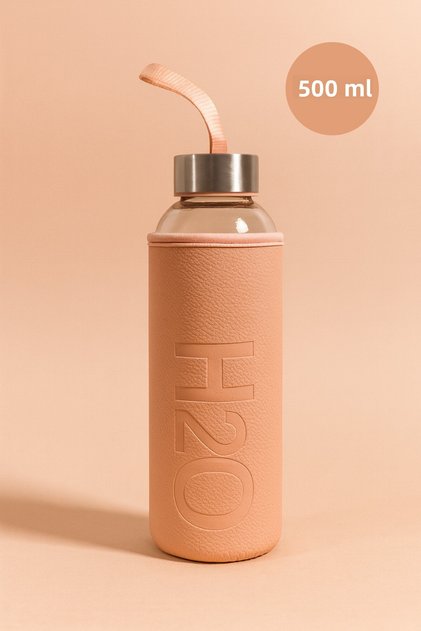 500 ml H2O Glass Flask with Leather Case