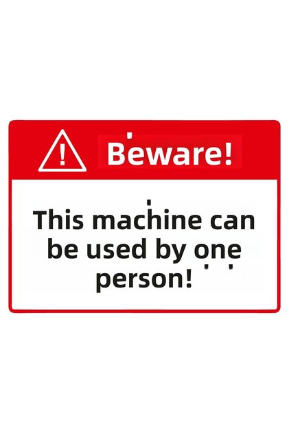 Attention! This Machine Can Be Used by One Person Isg Warning Sign Pvc A4 21X30 cm