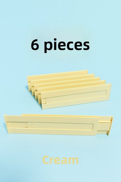 6 Pieces Acrylic Cream Telescopic Adjustable Drawer Organizer & Divider Organizer