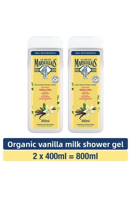 Organic Vanilla Milk Shower Gel 400 ml X2