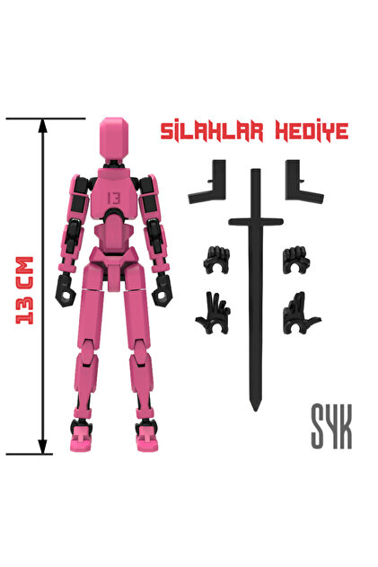 SYK Design Robot 13 Dummy Pembe Siyah Tüm Eklemleri Hareketli