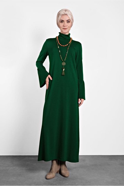 Wide Cut Dress with Sleeves with Volance Sleeves 40012