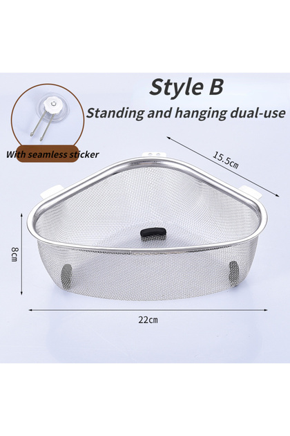 Style B Kitchen Sink Drain Basket Stainless Steel Triangle Food Vegetables Peel Egg Filter Storage O