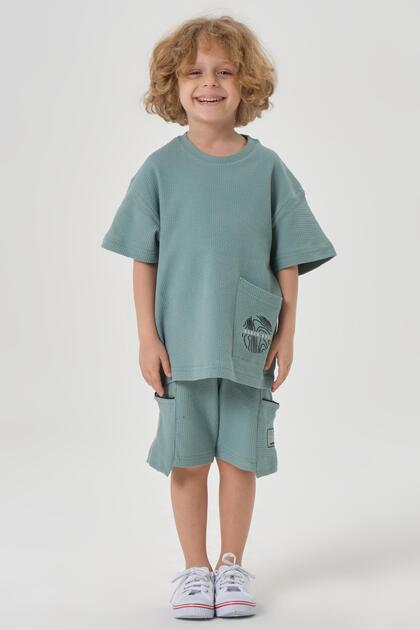 Boy's Combed Cotton Waffle Fabric Top and Bottom Set