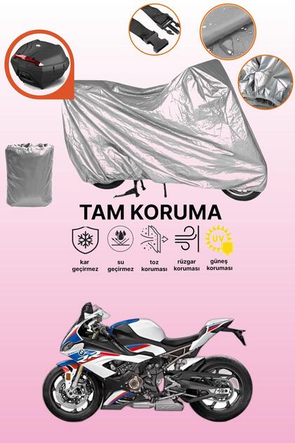 غطاء محرك متوافق مع BMW S 1000 RR متوافق مع الحقيبة الخلفية باللون الرمادي