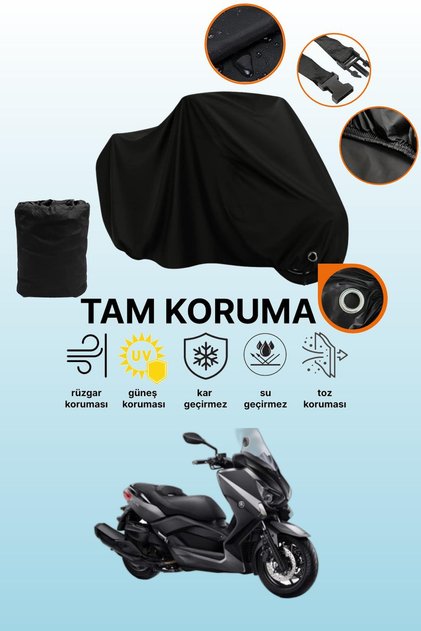 Black Lock Compatible Yamaha X-Max 400 Abs Compatible Motorcycle Tarpaulin, Protective Cover