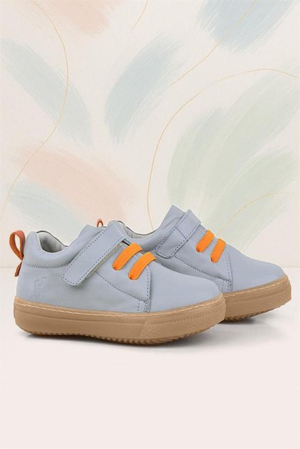 Anatomical Genuine Leather Gray Soft Elastic Velcro Children's Shoes