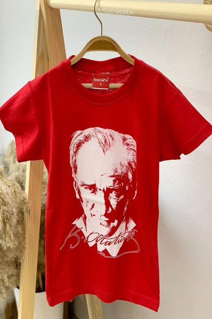 Unisex Children's Ataturk Printed Short Sleeve T-Shirt 9034 Red