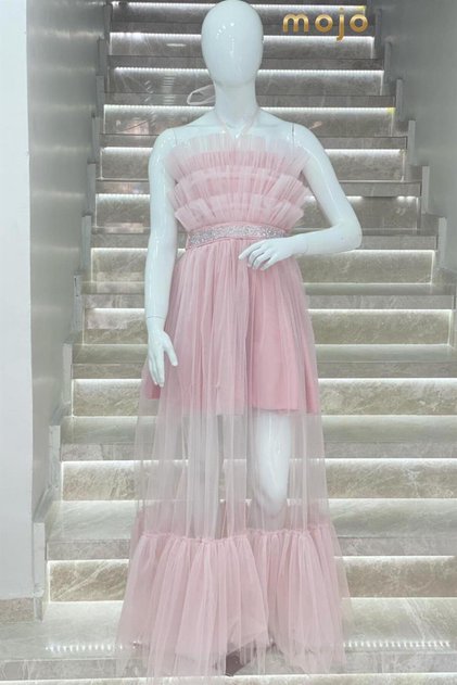 Kanila Girl's Layered Tulle Long Evening Dress 5339 Powder