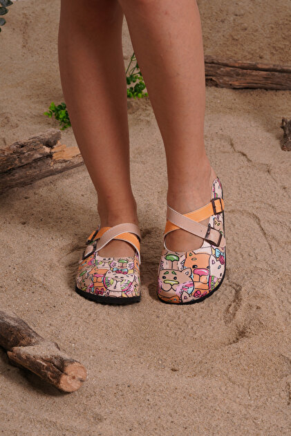 きゃろっと様 azizsahinshoes 5413 Hayvan Desenli Çapraz Sabo Terlik - Fiyatı