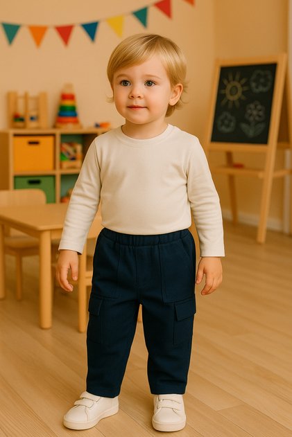 Pantaloni pentru bărbați, albastru marin, buzunar cargo piese, 100% bumbac, țesătură gabardină