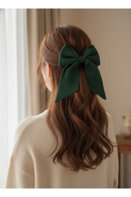 New Year's Fashion Color Self-Patterned Green Women's Automatic Bow Buckle, Handmade Women's Buckle