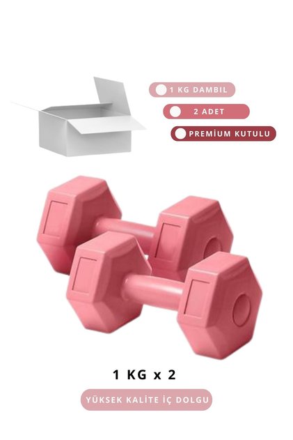 1 Kg x 2 Adet Renkli Dambıl Seti - Evde Egzersiz için İdeal