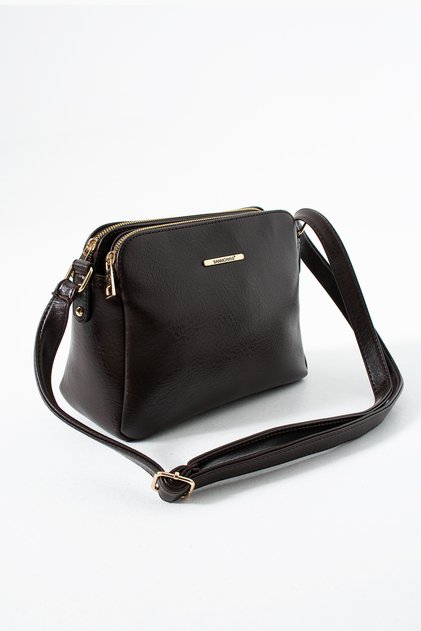 3-Compartment Adjustable Strap Crossbody Bag S-1437 Brown