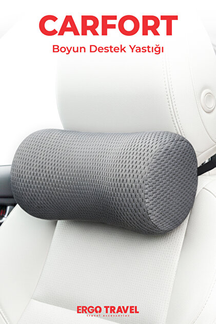Carfort Small Visco Car Neck Pillow – Orthopedic Car Seat Neck Support - Car Pillow - Gray | Ergo Travel