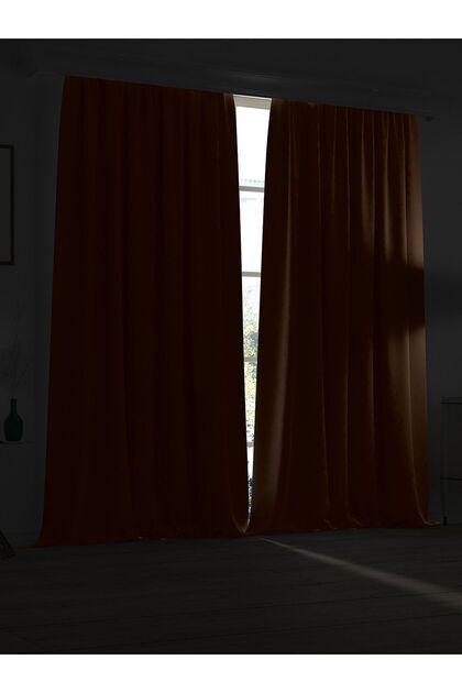 High Quality Dark Brown Blackout Background Curtain Extrafor Gathered Single Wing